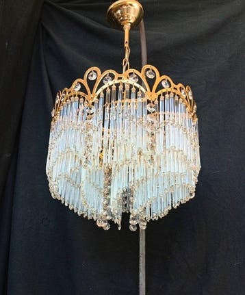 Plafondlamp - Messing, Kristal - Italiaanse glans