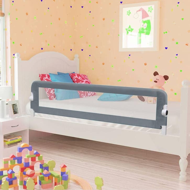 vidaXL Bedhekje peuter 150x42 cm polyester grijs, Kinderen en Baby's, Traphekjes, Nieuw, Verzenden