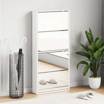 vidaXL Schoenenkast met 4 spiegels 63x17x134 cm wit, Huis en Inrichting, Kasten | Schoenenkasten, Verzenden, Nieuw