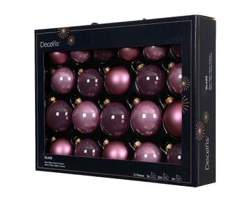 Kerstballen Glas Vintage Roze 7 cm Set van 21, Nieuw