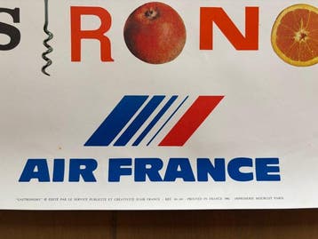 Roger Bezombes - Affiche ORIGINALE Air France « Gastronomie