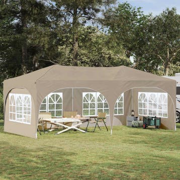 vidaXL Pop-up Feesttent 575 x 288 x 245 cm Crèmekleurig, Verzenden