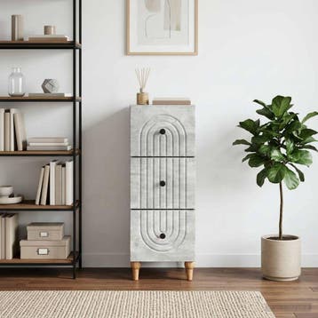 vidaXL Ladekast 33 x 34,5 x 90 cm Bewerkt hout Betongrijs, Huis en Inrichting, Kasten | Overige, Verzenden, Nieuw