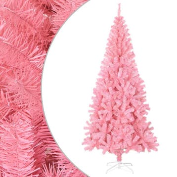 vidaXL Kunstkerstboom met standaard 210 cm PVC roze, Verzenden, Nieuw
