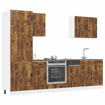 vidaXL 7-delige Keukenkastenset Kalmar bewerkt hout gerookt, Verzenden, Nieuw