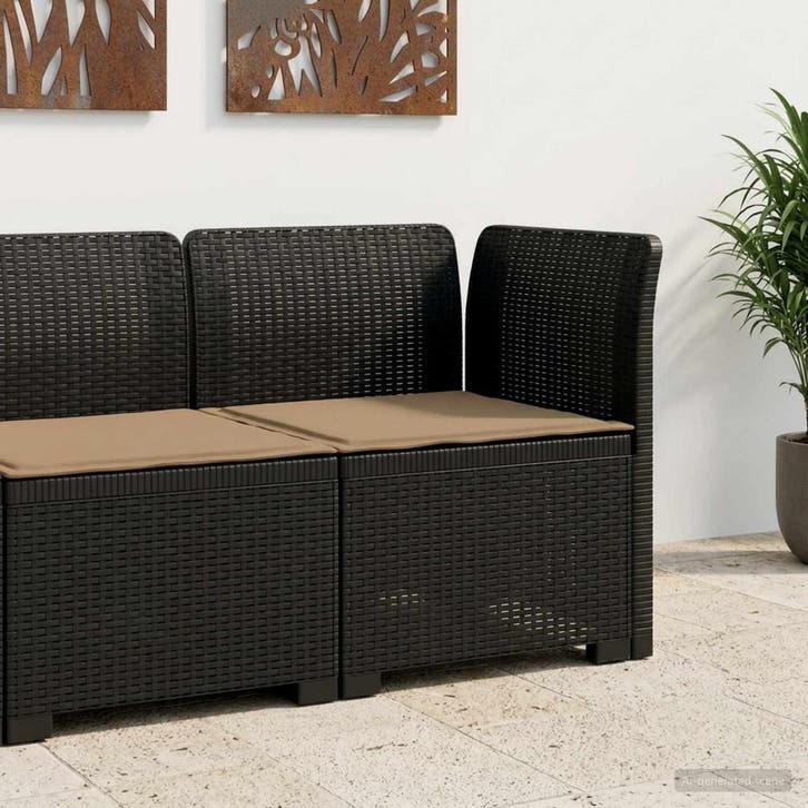 vidaXL Eén-zits Tuin Sofa met Kussen Rieten Look PP, Tuin en Terras, Tuinsets en Loungesets, Nieuw, Verzenden