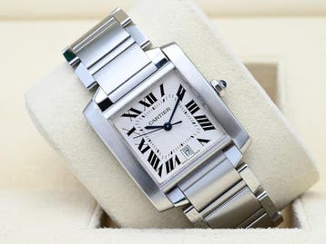 Cartier Tank W51002Q3 Year 2011 (Box & Papers), Overige merken, Staal, Staal, Polshorloge