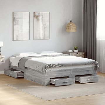 vidaXL Bedframe met lades bewerkt hout grijs sonoma eiken, Huis en Inrichting, Verzenden, Nieuw