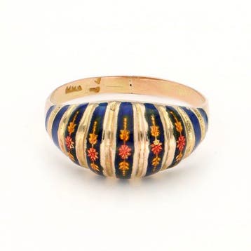 Ring - 18 karaat Geel goud - Emaille, Nieuw