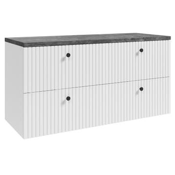 Badplaats Wastafelkast Saros 120 cm - Wit - met Bovenblad, Huis en Inrichting, Verzenden, Nieuw
