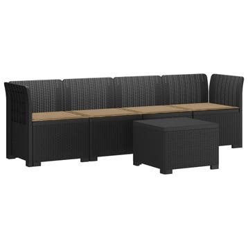 vidaXL 4-Zits Tuin Sofa met Kussens Rieten Look PP Antraciet, Verzenden
