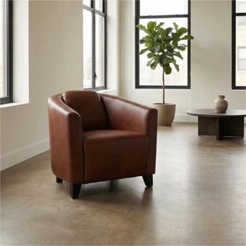 Leren fauteuil Press - Granada Savannah (cognac) - Poten, Nieuw, Ophalen of Verzenden, Eigentijds, Klassiek, Retro, Romantisch, Vintage