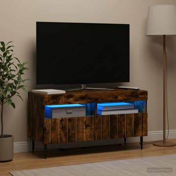 vidaXL LED tv-meubel ZWOLLE 81 x 35 x 43 cm Gerookt eiken, Verzenden