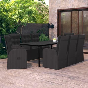 vidaXL 9-delige Tuinset met kussens zwart, Verzenden, Nieuw, Tuinset