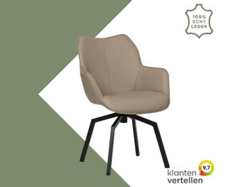 Leren draaibare eetkamerstoel Magic - Toledo Mocca, 60 tot 90 cm, Nieuw, Leer, Ophalen of Verzenden