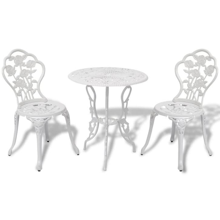 vidaXL 3-delige Bistroset gietaluminium wit, Tuin en Terras, Tuinsets en Loungesets, Nieuw, Verzenden