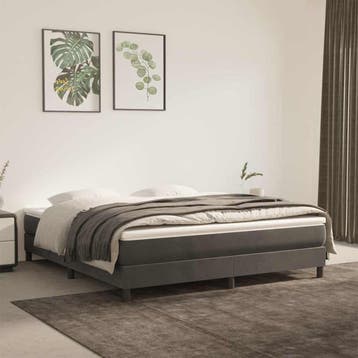 vidaXL Boxspring bed 160x200 cm fluweel donkergrijs, Verzenden
