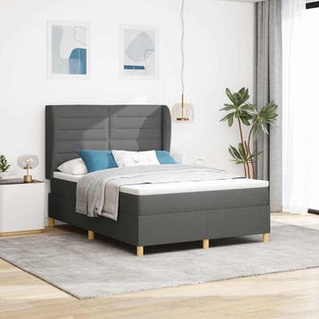 vidaXL Boxspringbed met matras Donkergrijs 90x190 cm Stof, Verzenden
