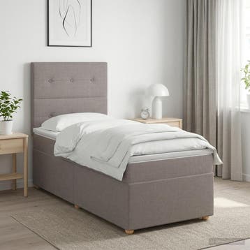 vidaXL Boxspringbed met matras met hoofdeinde Taupe 90 x 200, Verzenden