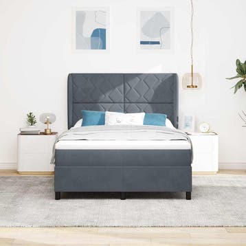 vidaXL Boxspring bed met hoofdeinde Donkergrijs 200 x 160 cm, Verzenden, Nieuw