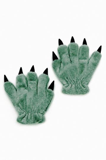 KIMU® Klauwen Handschoenen Donkergroen Pluche Handschoen Nag, Ophalen of Verzenden