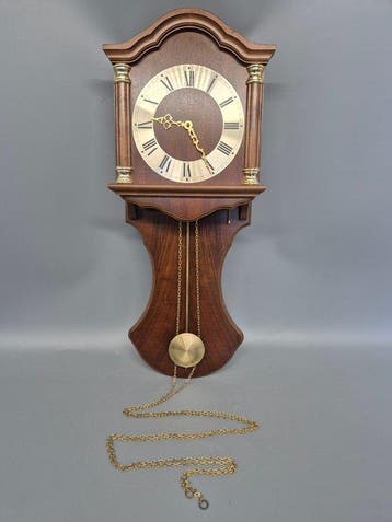 Wandklok - Hout, Messing - 1970-1980, Antiek en Kunst