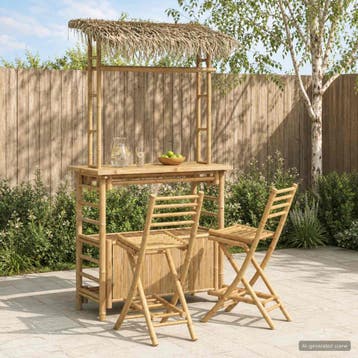 vidaXL Buitenbar tafel en krukken 3 st Naturel Bamboe, Verzenden, Nieuw