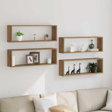 vidaXL Wandplanken 4 st Ambachtelijk Eiken 80 x 15 x 26 cm, Verzenden