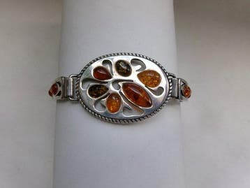 Argent, Amber - Bracelet - Style Art déco, Antiquités & Art