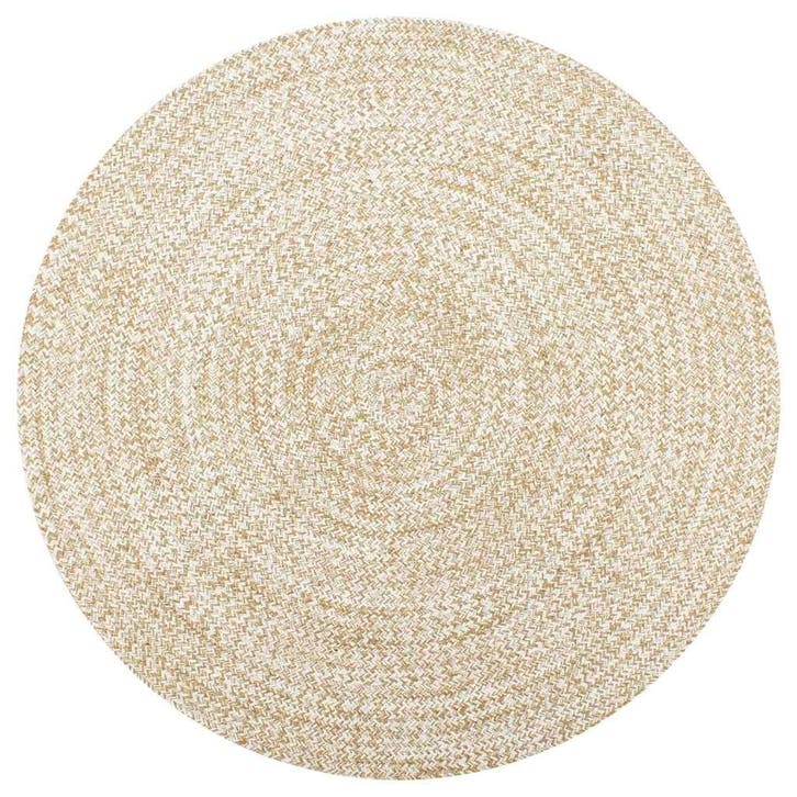 vidaXL Vloerkleed handgemaakt 120 cm jute wit en naturel, Maison & Meubles, Ameublement | Tapis & Moquettes, Envoi