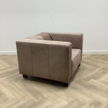 fauteuil (hxbxd) 67x103x87 cm, taupe - bruin leer, Huis en Inrichting, Stoelen, Gebruikt, Eén