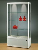 *TIP*  Luxe vitrinekast aluminium 100 cm met onderkast en h, Ophalen of Verzenden
