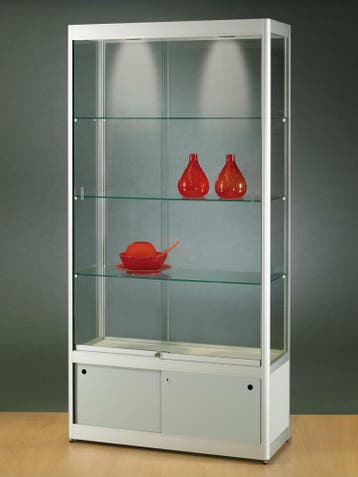 *TIP*  Luxe vitrinekast aluminium 100 cm met onderkast en h, Ophalen of Verzenden