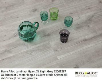 Berry Alloc Glorious XL Light Grey 62001287 Laminaat €15,95, Nieuw, 75 m² of meer, Grijs