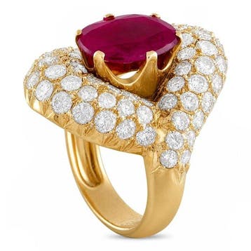 Bague - 18 carats Or jaune - 6.20ct. tw. Diamant (Naturelle)
