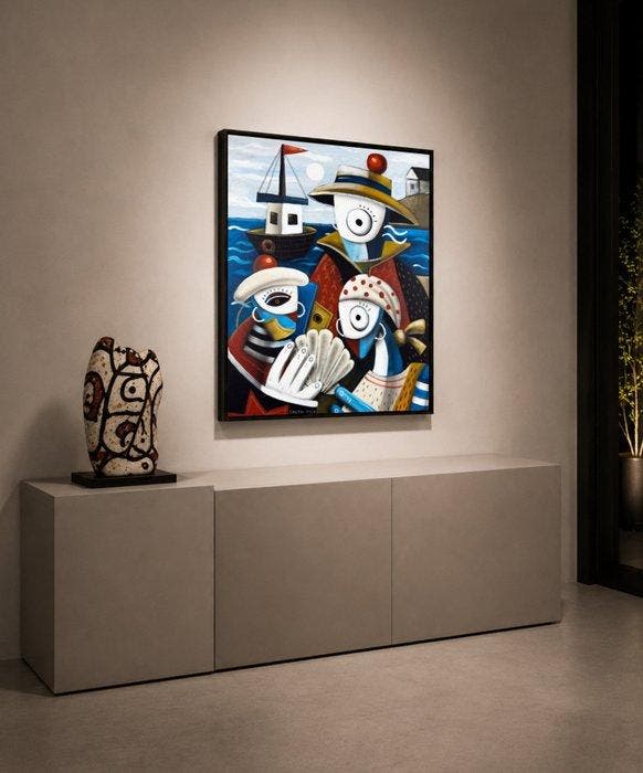 SKEPA - La pêche à la coquille Saint-Jacques, Antiek en Kunst, Kunst | Schilderijen | Modern