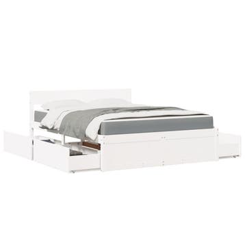 vidaXL Bed met lades en matras massief grenenhout wit, Huis en Inrichting, Slaapkamer | Bedden, Verzenden, Nieuw
