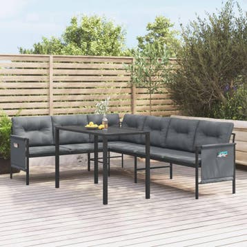 vidaXL 2-delige Tuinset staal antracietkleurig, Verzenden, Nieuw, Tuinset