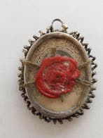 Reliekhouder - Brons, Glas, Hout, Papier - 1800-1850 - Santa