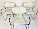 Chaise - Cuir, Chrome - Ensemble de trois fauteuils, Antiquités & Art