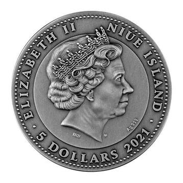 Niue. 5 Dollars 2021 2 oz $5 NZD Niue Silver Ares and Mars