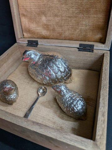 Zout- en pepervaatjes (4) - kwartels - Verzilverd