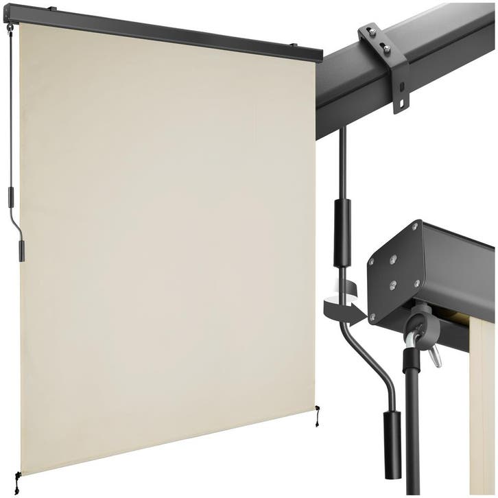 Zonnescherm Eloise met 2 wandhouders - 160 x 250 cm, beige, Tuin en Terras, Zonneschermen, Verzenden