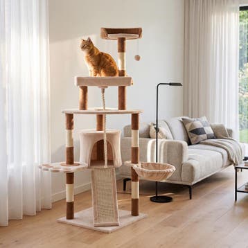 Arbre à chat avec griffoir en sisal - marron et crème - 145, Verzenden, Neuf
