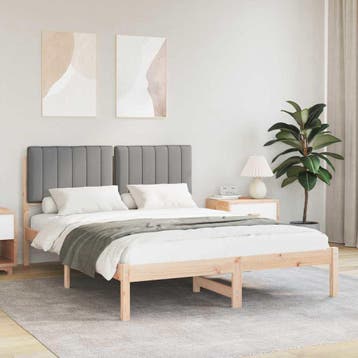 vidaXL Bedframe met Gevoerde Hoofdbord Lichtgrijs 140 x 200, Verzenden, Nieuw