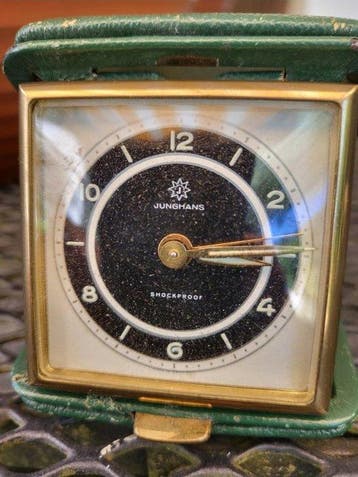 Reisklok - Junghans - Messing, Leder - 1950-1960 -, Antiek en Kunst