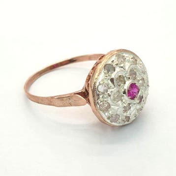 Zonder minimumprijs - Ring - 9 kt. Roségoud, Zilver Spinel -, Nieuw
