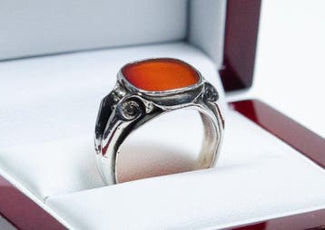 Art nouveau - argent 835 - cornaline - bague-sceau - Bague