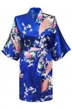 KIMU® Kimono Konings Blauw Kort XL-XXL Yukata Satijn Boven d, Kleding | Dames, Ophalen of Verzenden, Nieuw