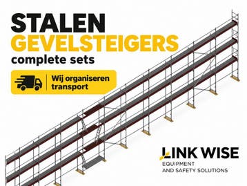Nieuwe stalen gevelsteiger 288 m² – complete steigerset, Doe-het-zelf en Bouw, Nieuw, Gevelsteiger, 5 meter of hoger